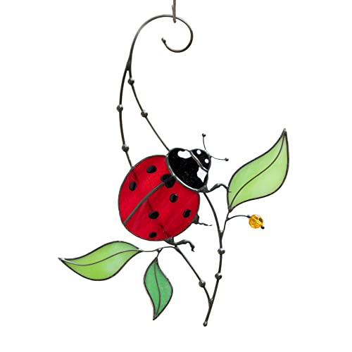 Red Ladybug Stained Glass Suncatcher Stained Glass Window Hangings Unique Kitchen Decoration