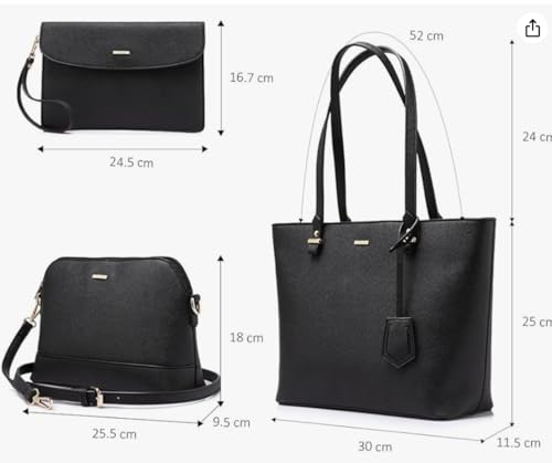 Image of Shoulder bag, Crossbody Bag & Wristlet Wallet(Set of 3-Pure Black) Synthetic Leather Zipper Bag. (Pure Black)