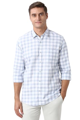 Image of Peter England Slim Fit Checkered Casual Shirt for Men - Full Sleeves | Cotton | Smart & Stylish