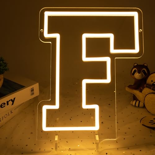 Image of Light Up Letters F, Led Marquee Letter Lights Neon Sign, 13.9 inch Height Decorative Lighted Alphabet Number, Battery /USB Powered Led Letters Lights for Wedding, Birthday, Party, Christmas or Home Decor