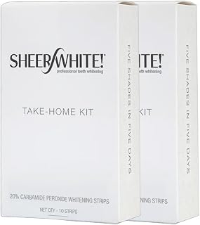 Sheer White Teeth Whitening Strips Double Pack - 20% Carbamide Peroxide, Invisible SheerFilm, Low Sensitivity, Mint Flavor