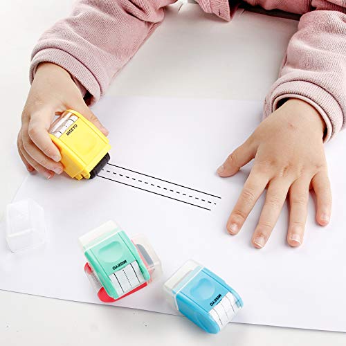 Image of Miseyo Self-Inking Dashed Handwriting Lines Practice Roller Stamp for Kids