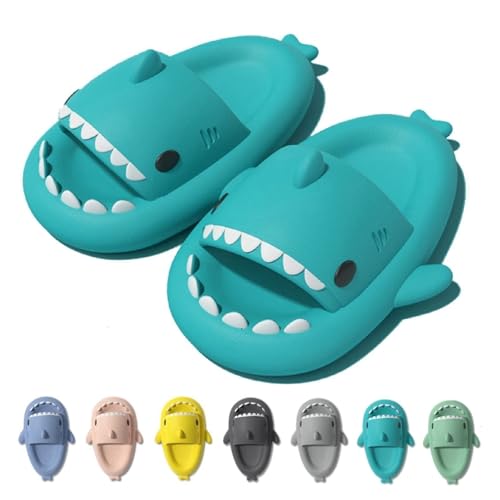 IDEINER Ciabatte Squalo Donna Uomo Shark Slippers Pantofole Squalo Estive Open Toe Sharky Slides Antiscivolo Sandali da Spiaggia Piscina Bagno Morbide Cloud Sharko Verde Menta Taglia EU 42/43
