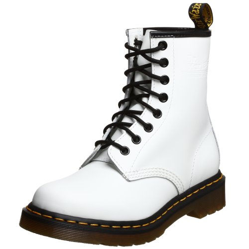 Dr. Marten's Women's 1460 8-Eye Patent Leather Boots, White Smooth Leather, 11 B(M) US Women / 10 D(M) US Men