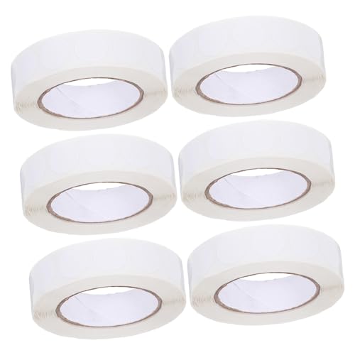 NUOBESTY 6 ロール白色自粘円形ラベルシール 強粘着 多用途対応 書類 収納 在庫管理用 巻 巻 事務作業やクラフト用精密タグシール