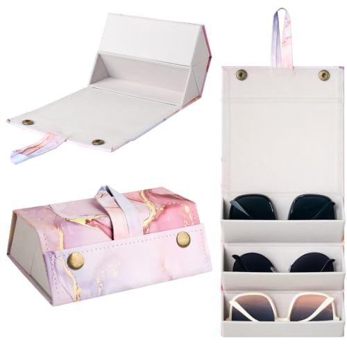 Image of Sunglasses Travel Case,Foldable Eyeglasses Case, Portable Multiple Glasses Case for Women Men Girls