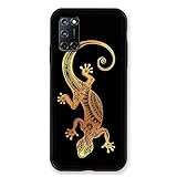 Hergestellt in Frankreich. Schutzhülle für Oppo A72, Tiere, Maori Lezard, Schwarz