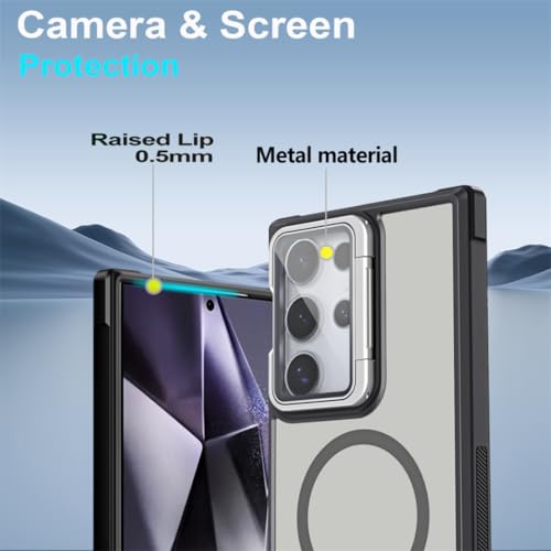 Étui magnétique S25 Ultra mat avec protection d'objectif pliable et design rigide premium - 4