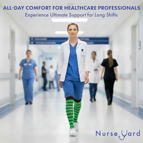 Image of Nurse Yard Compression Socks for Nurses - Women & Men - 20-30mmHg Graduated Compression, For Medical Staff, Athletes - 1 Pair