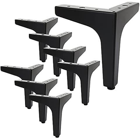 SENENQU 8 Pack 6" / 15cm Metal Furniture Legs, Black Metal Legs for Furniture, Triangle Table Legs Sofa Legs, Modern Cabinet Legs for Cupboard Couch Coffee Table TV Stand Cover