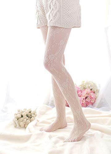 Women Sexy Cream Lace Tight Long Summer Stocking Hollow Out Pantyhose3