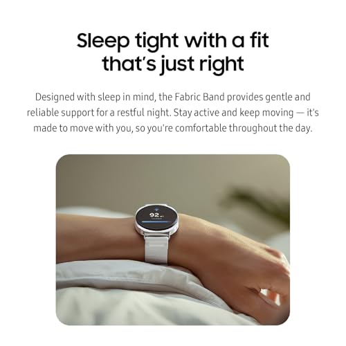 Image of Samsung Galaxy Watch 8 Series Fabric Band, Nylon, Dynamic Lug System, Comfort Fit, Contoured Fit, Lightweight, Compatible with Galaxy Watch 8 and Watch 8 Classic, S /M White