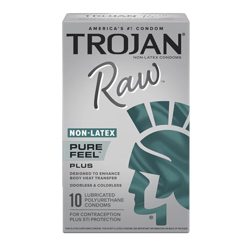 Trojan Raw Non-Latex Lubricated Condoms, 10ct
