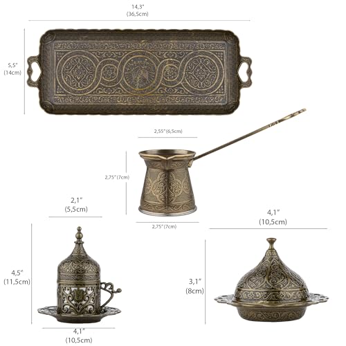 Alisveristime Premium Turkish Coffee Set - 12-Person Turkish Coffee, Cezve, 2-Person Cups, Delight Bowl thumb #2