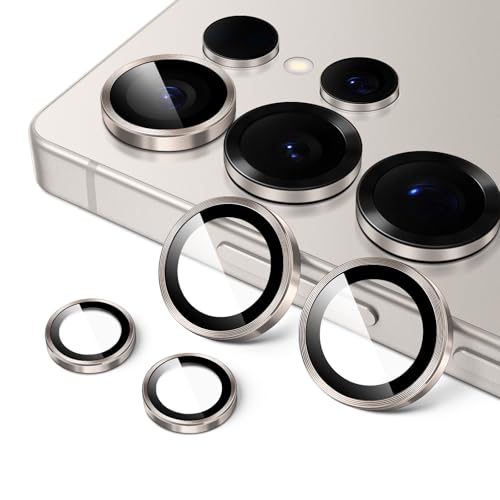 Image of JETech Camera Lens Protector for Samsung Galaxy S25 Ultra 5G, 9H Tempered Glass Metal Individual Ring Cover, Easy Installation Tray, HD Clear, 1 Set (Titanium Gray)