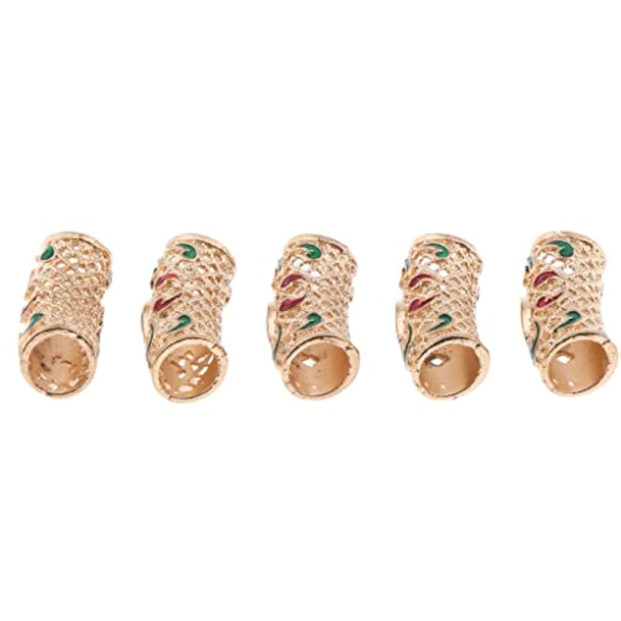 20pcs Ancient Gold Dreadlock Hair Beads & Cuff Clips Set