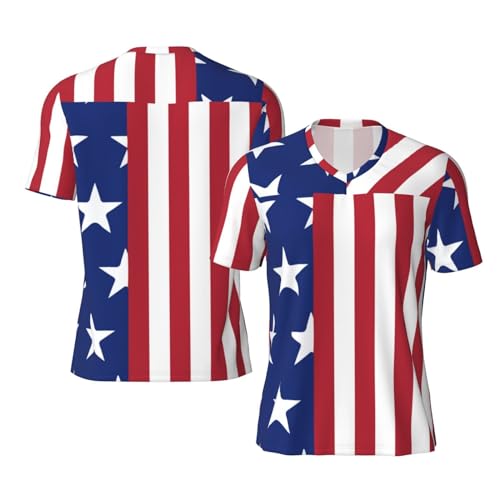 Stylish Athletic Sports Jersey Novelty-Us-American-Flag Men's Rugby Jersey Xx-Large