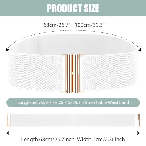 Wide Elastic Belt for Women, Stretch Waist Belt Ladies Dress Buckle Belt Vintage Cinch Belt Adjustable Waistband3