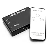 Voygon 3-Port 3-in 1-Out 3x1 HDMI Switch/Switcher w/Remote & Power Adapter, 3D 1080P, for Bluray, PVR/Netflix/Roku/Kodi Box, PS4/PS3, XboxOne/Xbox360, iPhone/iPad/Android/Fire