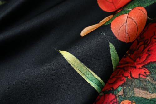 Image of Women's Silk Kimono Robe Short Bathrobe Nightgown 100% Mulberry Silk for Women - Classic Floral Pattern