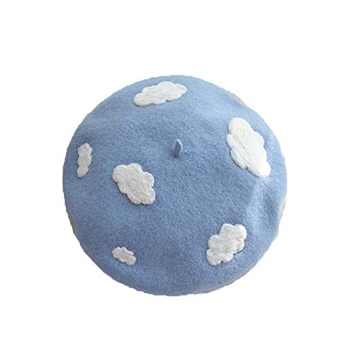 Packitcute Béret en laine fait main léger mignon nuage doux Lolita chapeaux bleu Cover