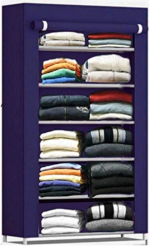 Image of CMerchants Metal Shop 6 Rack Collapsible Wardrobe Cabinet (Blue)