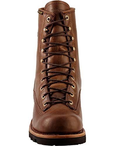 Image of Chippewa 8 Inch Waterproof Steel Toe Logger Boots for Men - Durable Full-Grain Leather Mens Shoes - Slip-Resistant Lace Up Work Boots for Men - Orthotic Comfort Insole for All-Day Support