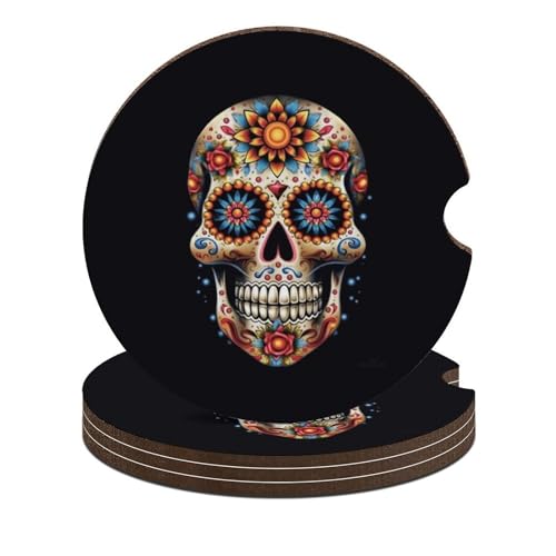 Portavasos para auto 4 piezas diseño calavera 2.56 pulg miniatura 1