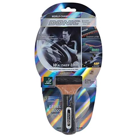 Donic-Schildkröt Waldner 3000 Table Tennis Bat, ABP Handle, Sponge 2.1 mm, Carbon Wood, Liga Pad - ITTF, 751803 Cover