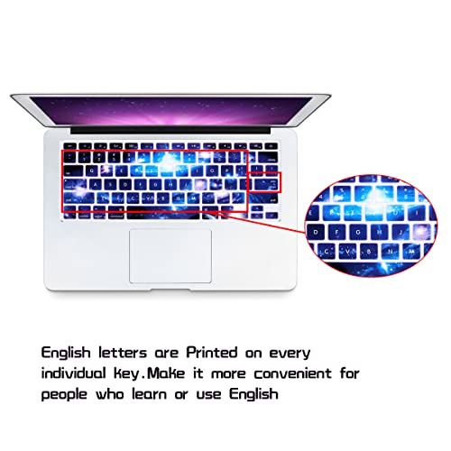 Hrh Silicone Keyboard Cover Skin For Macbook Air 13,For Macbook Pro 13/15/17 (With Or W/Out Retina Display, 2015 Or Older Version)&For Imac Older Usa Layout,Swirl Starry Sky #TOP2