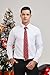 HISDERN Mens Ties Christmas Neck tie Silk Woven Red TieS Handkerchief Holiday Season Santa Funny Neckties Pocket Square for Party