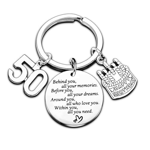 Portachiavi di buon compleanno, regalo per donne, adolescenti, ragazze, portachiavi di compleanno ispiratore, per mamma, papà, sorella, fratello, regalo di compleanno, per amici, BBF, Argentato,