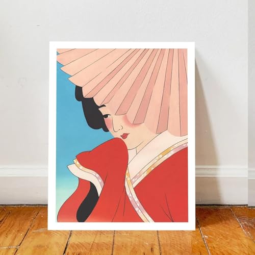 Toile œuvre d'art Geisha avec 2 cadres de prestige pour une décoration raffinée - 4