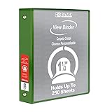 BAZIC 3 Ring Binder 1.5" Economy View Binders Organizer - Green, Round Ring, Hold 250 Sheets Paper,