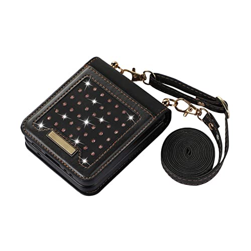 Coque Samsung Galaxy Z Flip3 5G paillettes avec lanière porte-carte