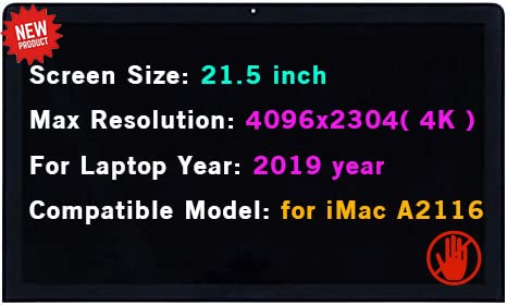Image of LCD Replacement for iMac A2116 2019 Year EMC 3195 MRT32 MRT42 4K Retina 21.5 inch Screen Display Panel + Front Glass Cover with Adhesive