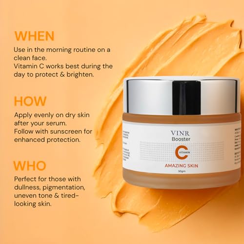 Image of VINR 10% Vitamin C Face Moisturizer with 2% Niacinamide & Hyaluronic Acid| Infused With Vitis Vinifera | Vitamin C Moisturizer for Face | Face Cream For Glowing Skin | Reduces Skin Dullness | Oil Free & Lightweight | For All Skin Types | 50gm