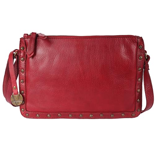 Image of Genuine Italian Leather Boho Studded Crossbody Shoulder Bag - Stylish, Durable, & Perfect for Everyday Use for women