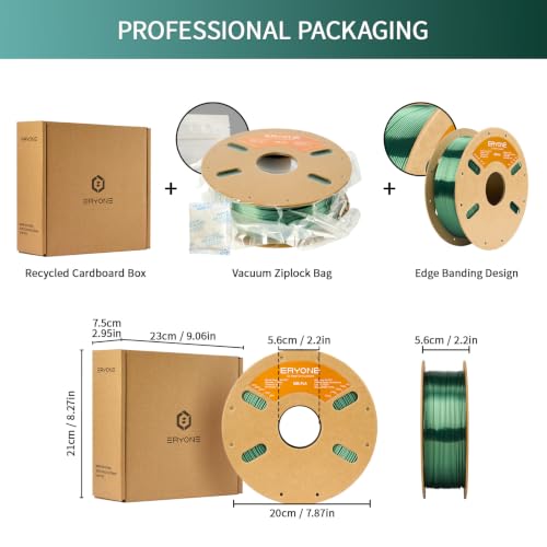 Image of ERYONE Silk PLA Filament for 3D Printer 1.75mm + /- 0.03mm, Shiny Filament 1kg (2.1lbs) /Spool, Olive Green