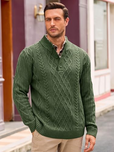 Runcati Mens Stand Collar Pullover Sweater Casual Cable Knitted Winter Warm Thermal Knitwear Sweaters2