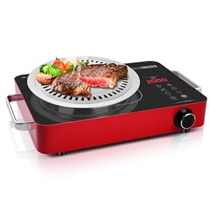 Electric Cooktop Single Burner 110 Volt Portable Electric Stove Top 2000W Infrared Ceramic Glass Cooktop with Child Safety Lock, Timer, Residual Heat Indicator,Overheat Protection