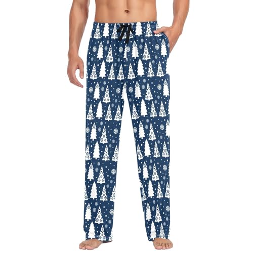 Snowflake Trees Men's Pajamas Pants Cotton Sleep Bottoms Pants Lounge Sleepwear - S