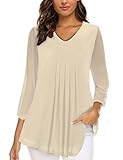 Dressy Tops for Women,Ladies 3/4 Sleeve Tunic Tops for Leggings Fancy Peasant Blouse Lightweight Bus