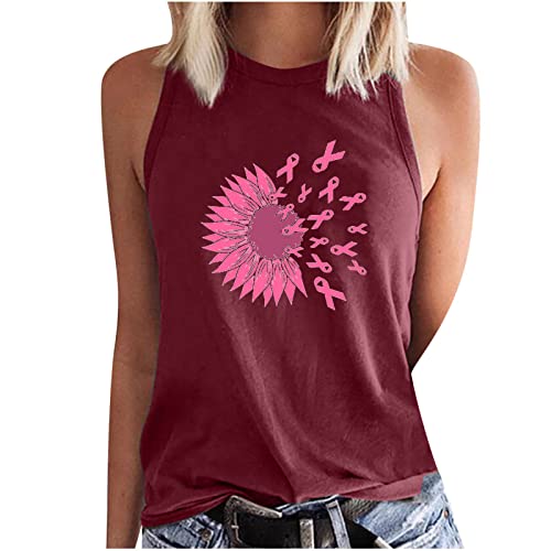 oelaio Breast Cancer Awareness Tees for Women Trendy Girls Short Sleeve Tshirts Fall Casual Pink Ribbon Print Tops Crewneck