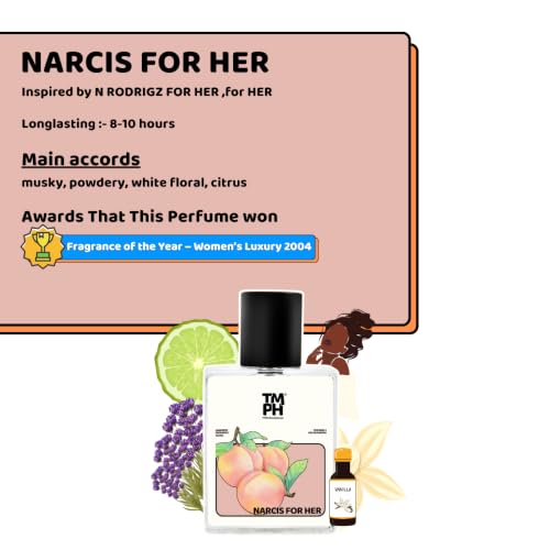 Image of TMPerfumehouse Narcis For Her EDP for Women | Floral, Musky & Long Lasting Perfume Spray | Warmspicy, Freshspicy & Cacao Fragrance | Luxury Gift for Her | TMPH | 50ml