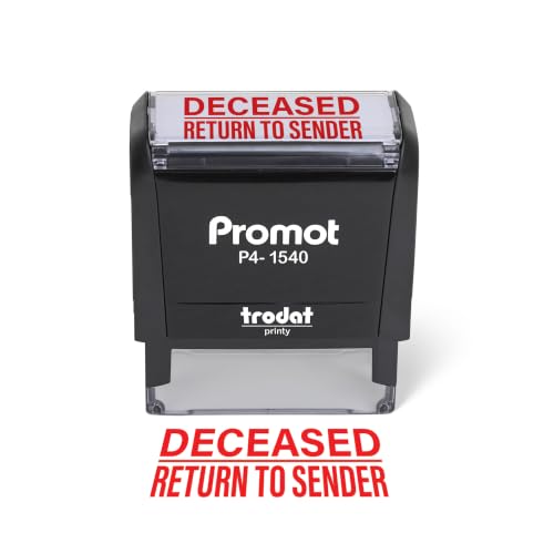 Promot Deceased Return to Sender Self-Inking Stamp - Red Ink Envelope Stamper for Office Supplies & Business Use - Rubber Stamps for Home Mail Organization - Return Address Stamp (Small)