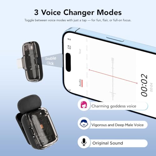 Image of UTECTION by VOOK Wireless Mic with Noise Cancellation - Clip-On Collar Mic for iPhone & Android | Long Battery | Mic Wireless for YouTube, Vlogging & Video Recording