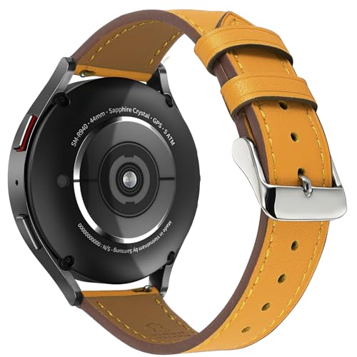 Premium Italy Leather Bands Compatible with Samsung Galaxy Watch 7 6 5 4 40/44mm, Galaxy 5 Pro 45mm, Galaxy Watch 6 4 Classic Active 2, 20mmLeather Watch Soft Replacement Strap for WomenMen(Pack of 2)