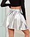 Brezzistaxs Shiny Pleated Mini Skirt Metallic Skater Skirt, Great for Concerts and Cheerleader - Classic Style, Sparkly Skirt (US, Alpha, Small, Regular, Regular, Shiny Sliver)