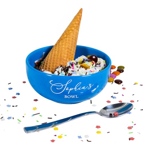 asrincodesigns Personalized Ceramic Ice Cream Bowl, Custom Name Cereal Bowl, Kids Christmas Gift, Birthday Gifts, Customize Pasta Bowl for Kids, Ceramic Bowls for Kids